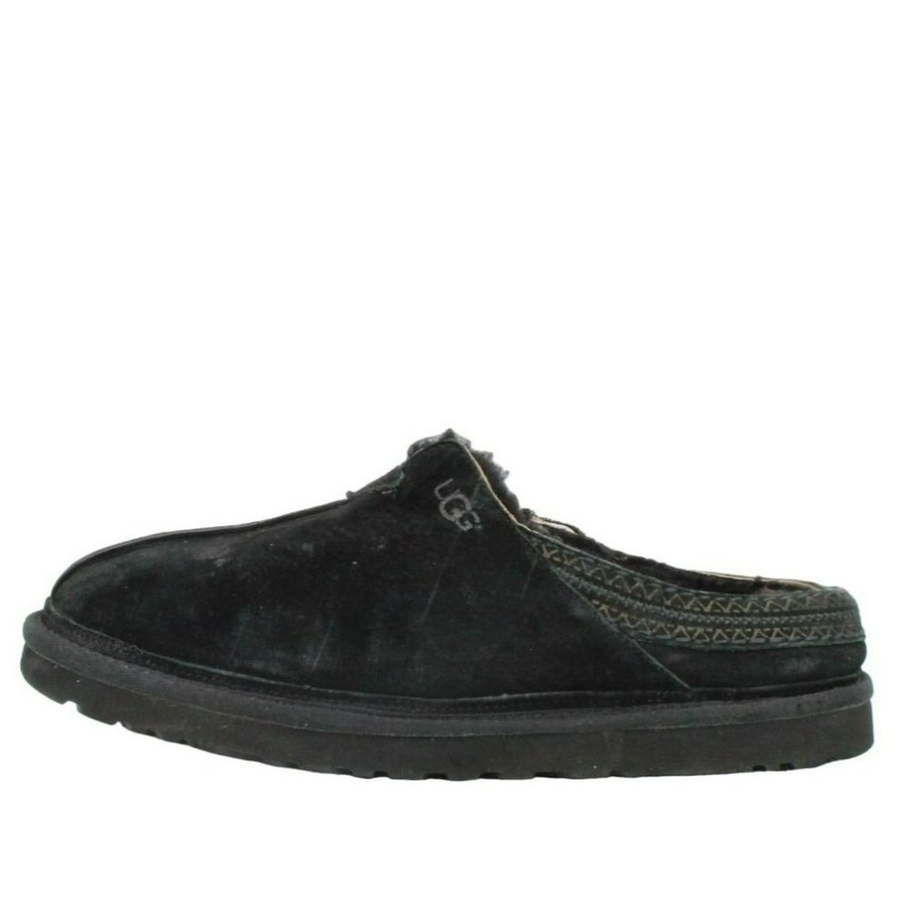 UGG Australia Tasman Black Suede Slip On Shearling Lined Slippers Size 12 - Picture 1 of 10